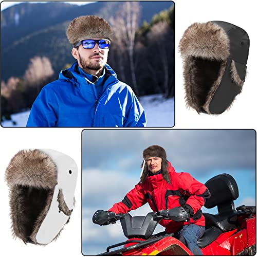 Image of 3 Pieces Russian Trapper Ushanka Hats for Men Women Winter Bomber Eskimo Warm Windproof Hats with Ear Flaps
