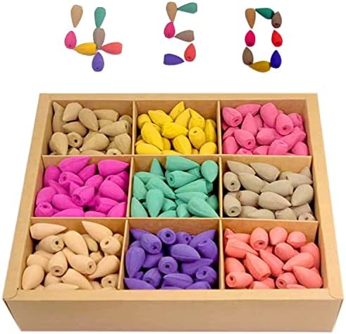 450 pcs Backflow Incense Cones 9 Kinds Incense Cones for Waterfall Incense Burner Natural Incense for Meditation Relax
