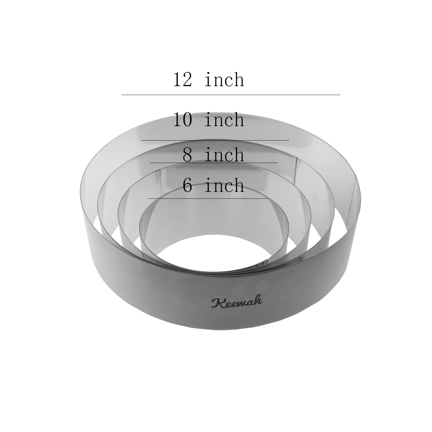 Amazon.com: Keewah Round Mousse Cake Ring Set, 6/8/10/12 inch, 4