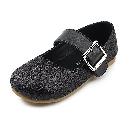 Little Girl's Adorable Buckle Ballerina Flat,Black,Toddler,8M