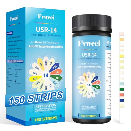 14 Parameters Urine Test Strips | 150 Strips | Detection for Liver & Kidney, UTI Test Strips, Comprehensive Urinalysis Test Strips for Men & Women at Home Use, Reliable Results in 60 sec.