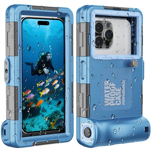 Towevine 2026Underwater Snorkeling Diving Phone Case for iPhone 17/16/15/14/13Pro Max Galaxy S25/ S24/S23/S22/.[50ft/15m] Professional Scuba Dive Waterproof Case Underwater Photo Video Cove Blue