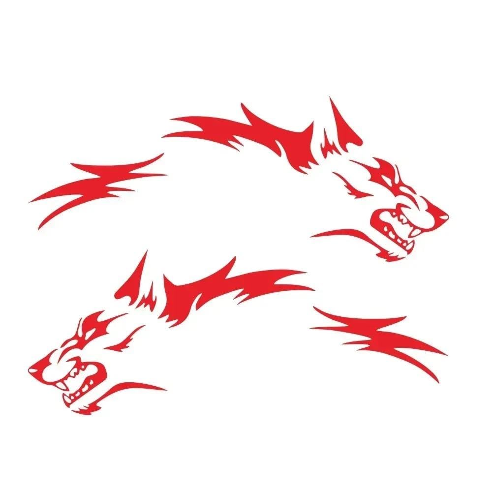 2PCS Wolf Totem Car Sticker Trunk Vinyl Vehicle Body Decoration(Red)