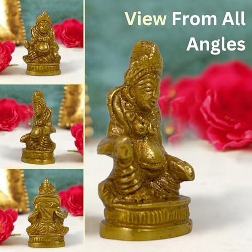 Image of CraftHut Brass Kubera Idol (1.9 in) - Divine Lord of Wealth for Prosperity, Vastu & Pooja Room | Elegant Statue for Temple Decor, Office & Gifting Purpose
