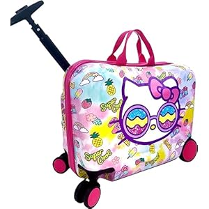 Fast Forward Ride-On 18″ Suitcase For Kids/Tow-Along Toddler Carry-On Luggage With Wheels (Hello Kitty)
