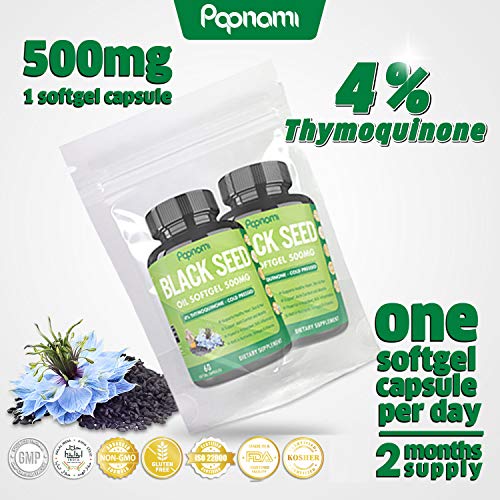 2 Packs Organic Premium Black Seed Oil Capsules 500Mg, 4 Months Supply #TOP6