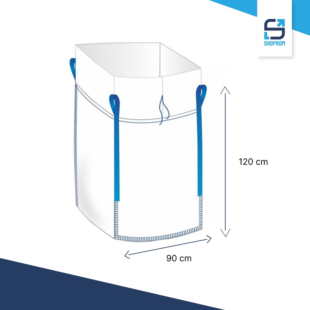 SHOPROM Bolsas de jardinería homologadas BigBag 1000 kg de polipropileno resistentes y reutilizables para eliminación de materiales de construcción y agrícolas ideales para almacenamiento (cierre de