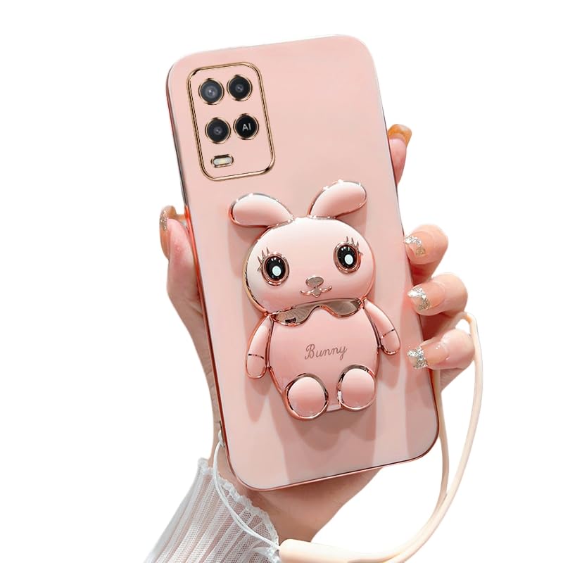 Case Compatible with Oppo A54 Phone Cover TPU Silicone Electroplated Stand Soft Durable Fall Protective Shockproof Protective Cover for Oppo A54 Case (6)
