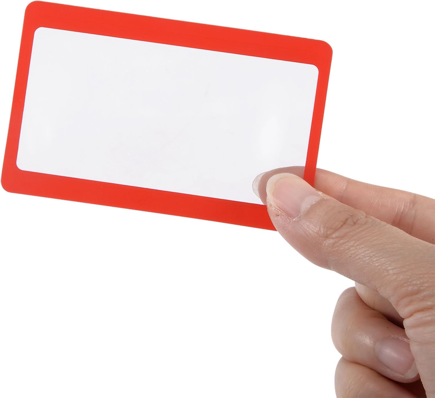 YOKIVE 10 Pcs Lens Magnifier, 3X 300% Credit Card Magnifier Reduce Eye Strain, Great for Seniors, Low Vision (Red, 75 x 40mm)