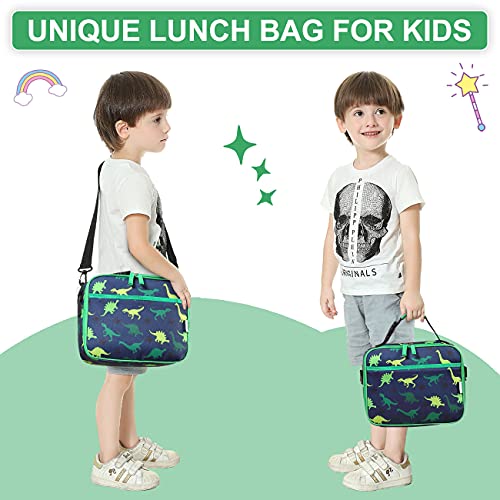 Vaschy Lunch Box Bag For Kids, Reusable Insulated Lunch Box Containers Coolers For Toddler Boys And Girls With Detachable Shoulder Strap For Daycare School Dinosaurs #TOP5