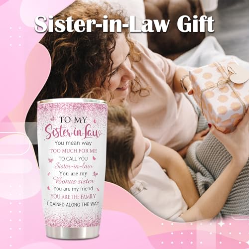 Image of ZANIION Sister in Law Gifts Tumbler 1PC, Future Sister in Law Birthday Gifts Mug, Best Sis Gift Ideas for Christmas, Wedding, Mother's Day Persent Cup 20oz
