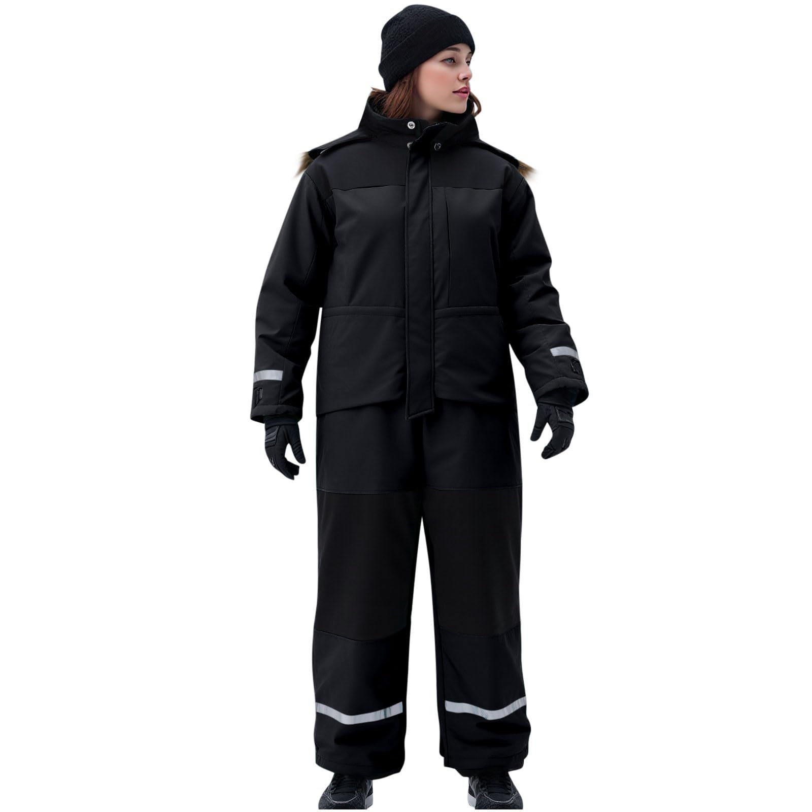 Generisch Skianzüge Damen Herren Klassisch Einteilige Schneeanzug Erwachsener Unisex Schneeoverall Winddicht Wasserdicht Skioverall mit Kantenschutz Skianzug Thermo Outdoor Skibekleidung