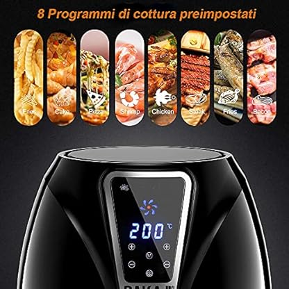 Bakaji Heißluft-Fritteuse ohne Öl Airfryer 3,2 l Fritteuse kocht auf natürliche und gesunde Weise Leistung 1300 W mit Timer 30 Minuten und Temperatureinstellung 200 ° Digitales Touch-Display – Bild 4
