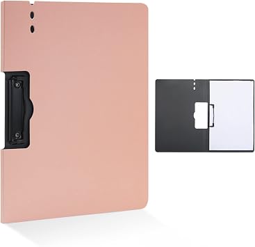 Foldable Clipboard with Cover, A4 Punchless Binder with Clamp, Letter Size Clip File Folder, Classic Office Clipboard, Document Folder Organizer for Nursing, School, Business Pink