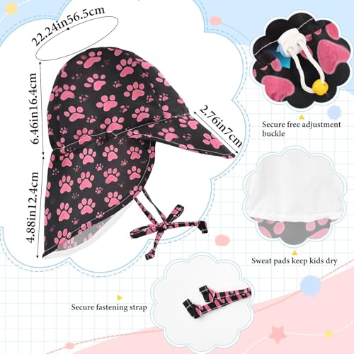 Kid Sun Hats Boy Summer Hats Baby Girls' UPF 50 Neck Flap Traveling Camping Hat Cute Pink Dog Paw Prints Black4