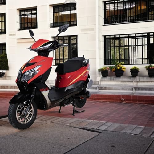 Image of ZELIO GRACYi Electric Scooter | 60V /32AH Lead Acid Battery | 55-60 km Range | Non-RTO | Single Disc Brake | 4-5Hrs Charging | Alloy Wheels (Red /Black)