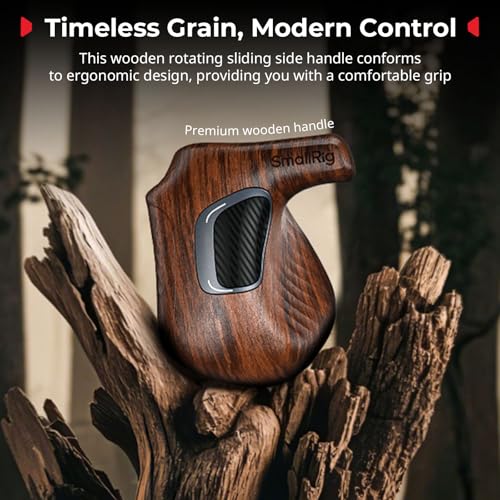Image of SMALLRIG Rotating Left-Side Wooden Handle for ARRI Rosette, Load Capacity to 15kg / 33lbs, Flexible Position Adjustment, Ergonomic Design & Anti-Slip Design