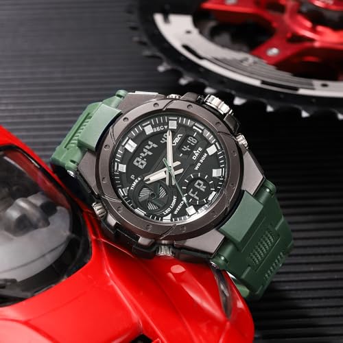 Image of V2A Styrke 5120 Analog Digital Watch for Men | Hybrid Multi Display Dial | Alarm Stopwatch Day Date 12 /24 Hr | TPU Strap | 30M Water Resistant | Gift for Mens