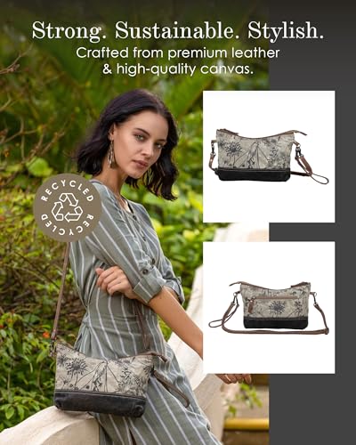Image of Myra Bag Floral Purses for Women - Canvas Floral Purse with Genuine Leather Accents, Casual Everyday Women's Flower Bag