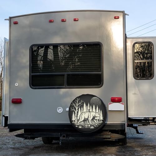 Image of Delerain Bear Silhouette Spare Tire Covers for RV Trailer SUV Truck and Many Vehicle, Wheel Covers Sun Protector Waterproof, (14 Inch for Diameter 23 inch-27 inch)