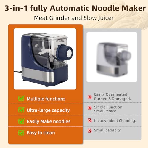 Electric Pasta Maker Machine & Automatic Noodle Maker Machine& Juicer Machine& Meat Grinder with 13 Molds for Spaghetti Fettucine and More, the Price of One Electric Pasta Maker,You Get Three Machines - Thumbnail 7