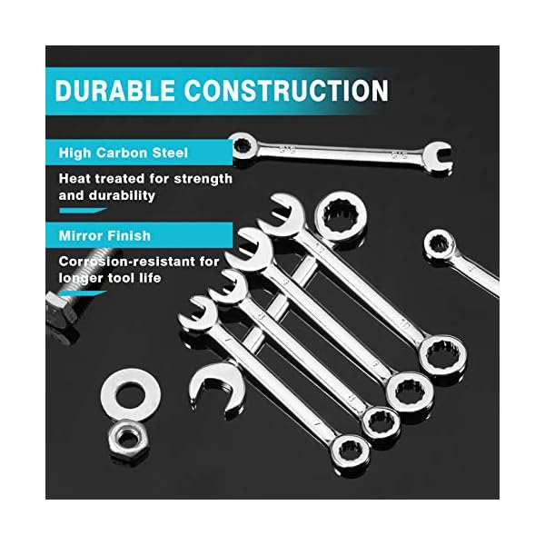 SPEEDWOX 10-teiliges Mini-Ringmaulschlüssel-Set,metrisch,Mini-Zündschlüssel-Set,4-11 mm,offenes und Kastenende,Karbonstahlschlüssel mit tragbarer Tasche für die Montage von Möbeln, kleinen Geräten – Bild 4