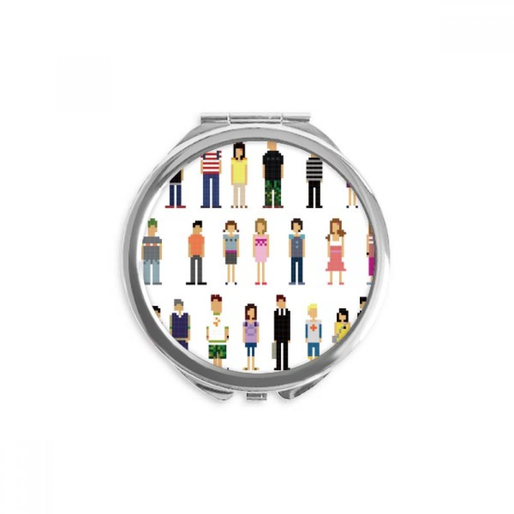 Miroir pixel portable pour maquillage de poche rond multicolore idéal en voyage et au bureau