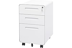 3 Drawer Slim Filing Cabinet with Lock, Fits Legal/Letter/A4 Files
