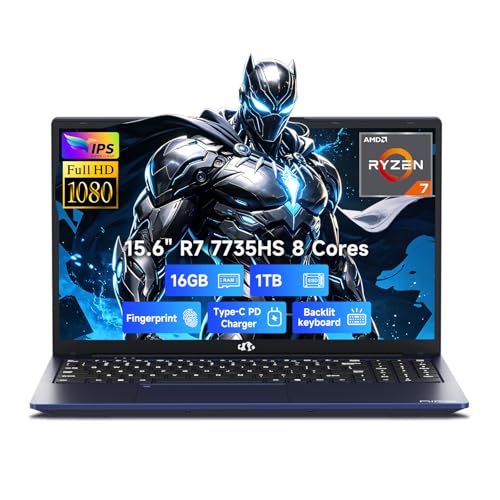 Image of NIMO 15.6 inch AI-Productivity Light Gaming Laptop, AMD Ryzen 7 7735HS 8C /16T, 16GB DDR5 1TB PCIe 4.0 SSD, Radeon 680M for AI Work, Creative Projects, Streaming & Study, FHD, 100W USB-C PD, 2-Yr Warranty