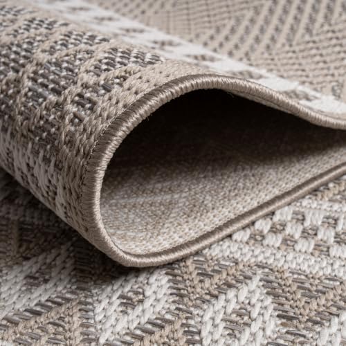 Tapis beige motif ethnique boho moderne résistant à l'eau - 5