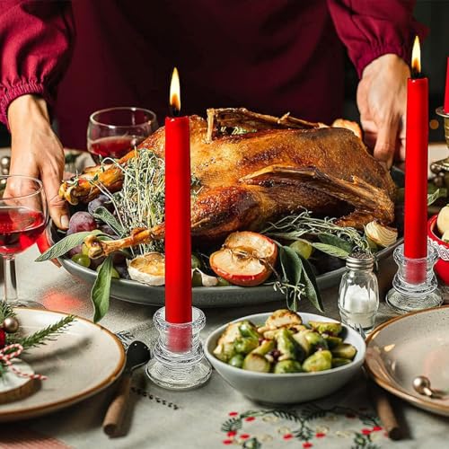 LETINE 12 Stück Glas Kerzenständer, Klarem Kerzenhalter für Stabkerzen, Stabkerzenhalter, Kerzenständer Stabkerze, Geeignet für Partys, Festivals, Hochzeiten, Heimdekoration