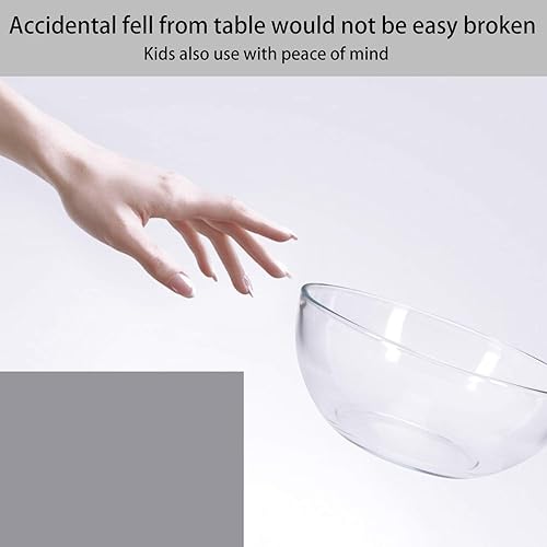 Vista 2 de FOYO Juego de cuencos de vidrio de 5 pulgadas, redondos, pequeños cuencos de ensalada de vidrio para cocina, juego de 3