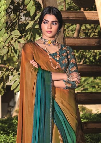 Image of Pandadi Saree Women's Chiffon Saree With Unstitched Blouse Piece
