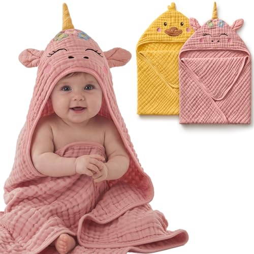 Blissful Diary Muslin Baby Hooded Towel 2-Pack