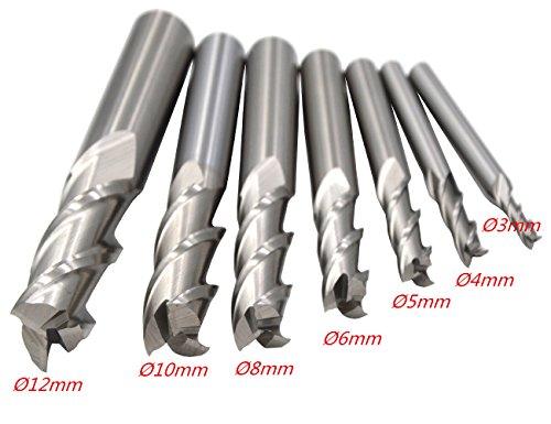 Image of 2 3 4 6 8 10 12mm 7Pcs 3Flutes Square Nose End Mill CNC Router Bits Metal Cutting Flat Cutter Slotting Profiling for Aluminum Copper Brass Bronze