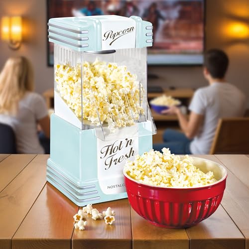 Nostalgia Retro Hot Air Popcorn Maker – 12 Cups Oil Free Popping – Countertop Machine with Measuring Cup – Healthy Snacks & Movie Nights – Aqua - image 7