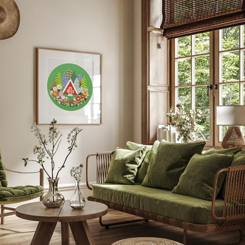 Image of Louise Maelys Garden House Embroidery Kit for Beginners Forest DIY | Bring Nature Home with Cross Stitch Kits. Complete Needlepoint Kit for Adults to Enjoy Relaxing Crafts, Gifts and Decor