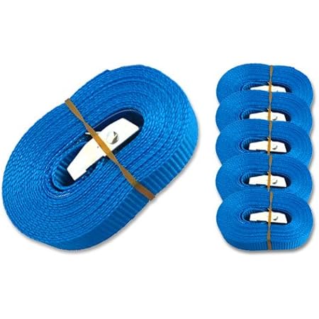 MGS SHOP 6 Spanngurte Zurrgurte 250 Kg 4 m mit Klemmschloss Schnellspannung Farbe wählbar (blau)