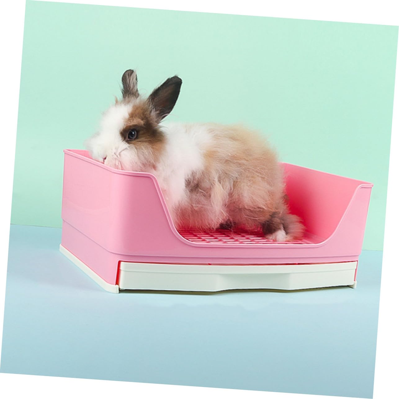 Haustiertoilette für Kaninchen Große Schubladenform Rosa Kunststoff