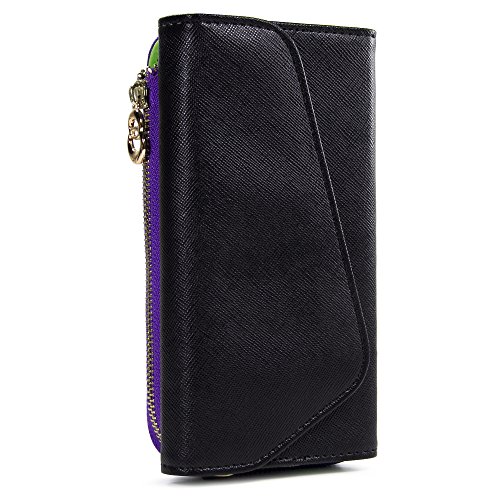 Kroo Clutch Wallet with Wristlet and Crossbody Strap for Smartphones or Phablets up to 5.7 Inch - Carrying Case - Frustration-Free Packaging - Black and Purple - Thumbnail 7