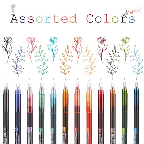 Riancy Colored Pens For Note Taking 0.5Mm Fine Tip Pens 12 Pack Long Lasting Fine Point Liquid Ink Rollerball Retro Colorful Pens For Writing Journaling Taking Notes Doodling School Office Art Supply #TOP1