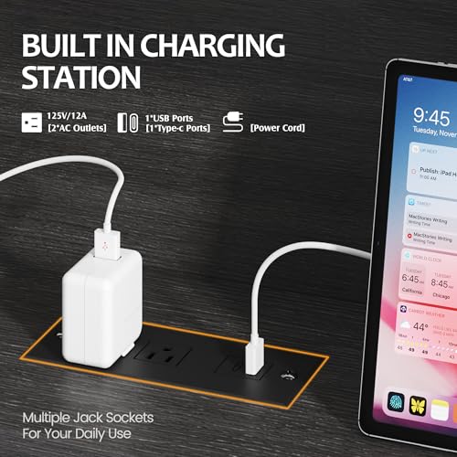 HISOFT Rustic Queen Bed Frame with Storage & Charging Station - Image 6