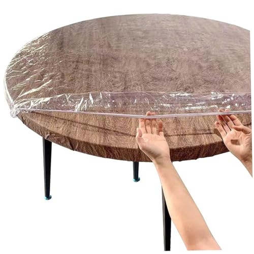 Vistnale Protector de Cubierta de Mesa de plástico Transparente | Protector de Cubierta de Mesa de plástico Transparente, Antideslizante con Bordes elásticos, para 45 a 56 Redondos