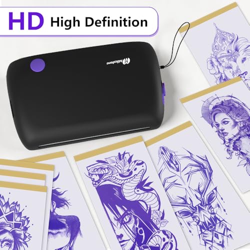 Image of 4-inch Mini Thermal Printer, Portable Thermal Tattoo Transfer Machine, Bluetooth Connection, Compact and Portable, Suitable for Travel,Parties, and Beginners, Comes with 5 Tattoo Transfer Papers