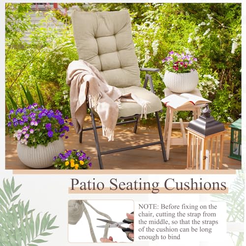 Image of Juexica Beige 17 x 17 Inch 4 Sets Outdoor Patio Chair Cushion