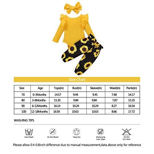 Image of Newborn Baby Girl Clothes Infant Girls Outfits Ruffle Sleeve Romper Bodysuit Floral Pants Toddler Baby Girl Outfits