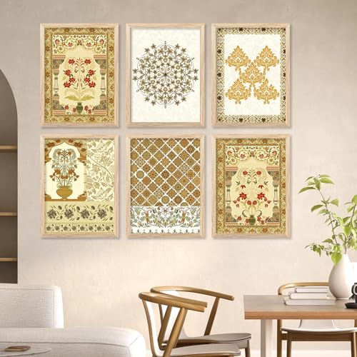 Image of kotart Traditional Pattern Art Framed Painitngs | Madhubani Painting for Living Room Bedroom Hotel Office Room Decor (19X25 inch) Pack of 6