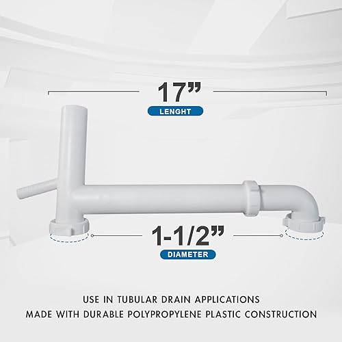 Miniatura 6 de Highcraft Q23917 Residuos de salida de plástico con rama para aplicaciones de drenaje tubular de 1-12 pulgadas, color blanco, paquete de 1