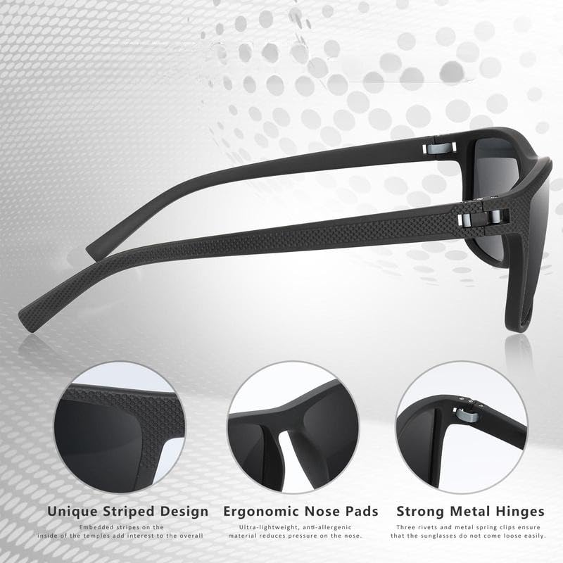 3 Pairs Simple Sunglasses For Everyday Use, Unisex Polarized Glasses, Square Eyewear,Lightweight Frame Sun Glasses with UV Protection, Travel Accessories，Sunglasses for Men3