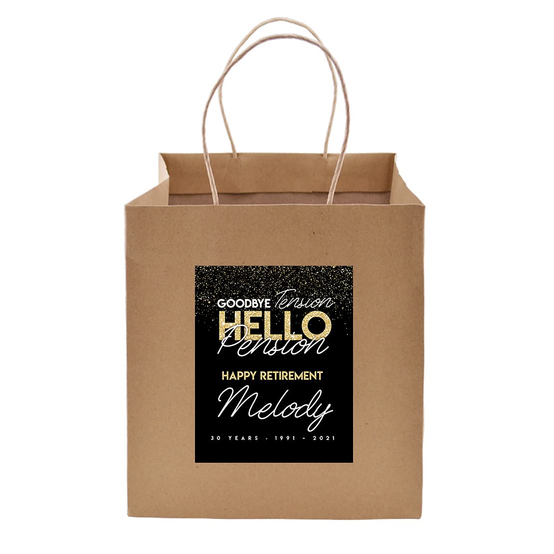 Gold Goodbye Retirement Gift Bag Favor Labels Handmade
